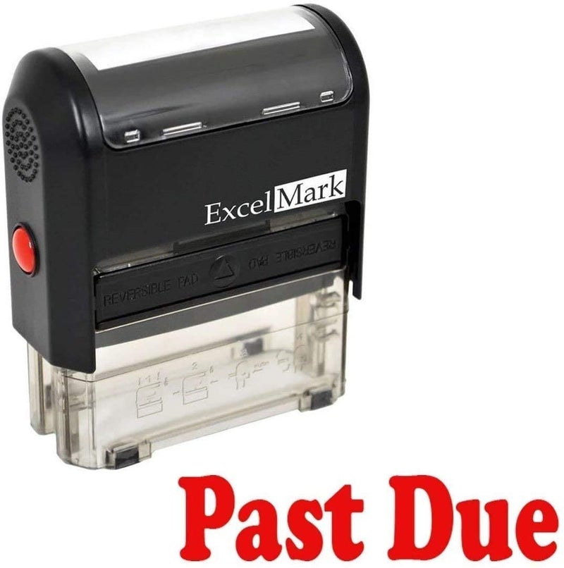 ExcelMark Past Due Self Inking Rubber Stamp - Red Ink (Stamp Plus 5cc Refill Ink) - Image 2
